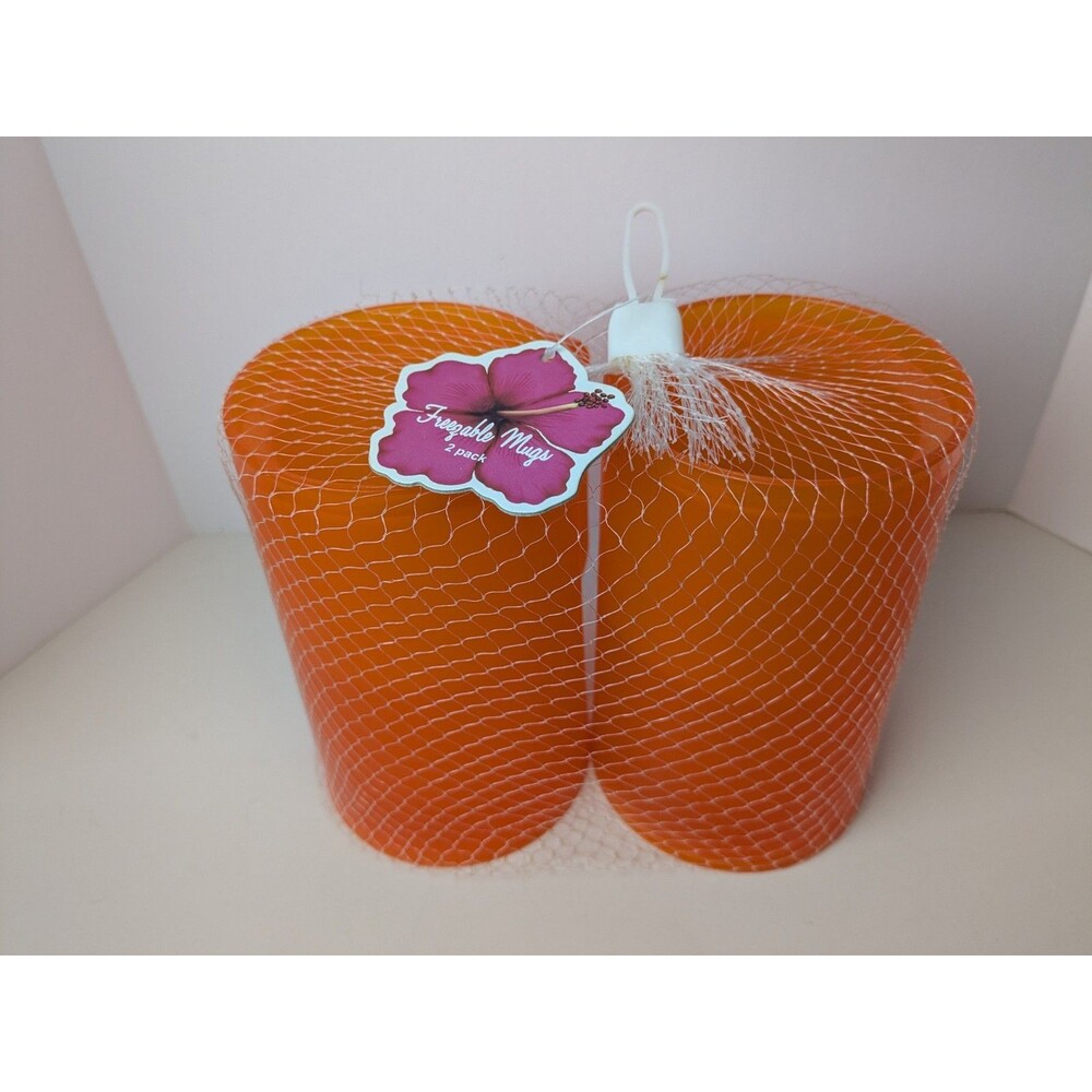Two New Vintage Orange Freezable Mugs